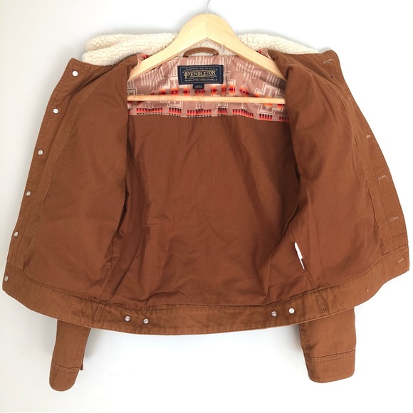Pendleton Brown Crop Jean Jacket with Sherpa Collar - Picture 3 of 10